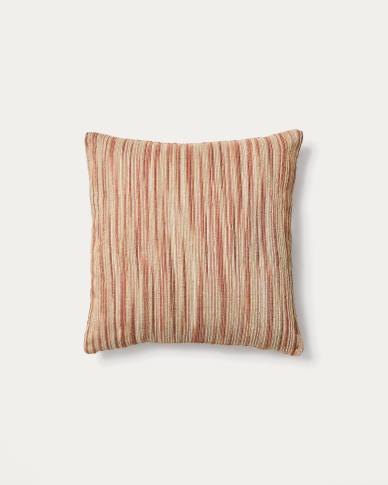 Zilora red and beige striped silk blend jacquard cushion cover 45 x 45cm