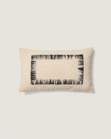 Enari beige and black cotton cushion cover 50 x 30cm