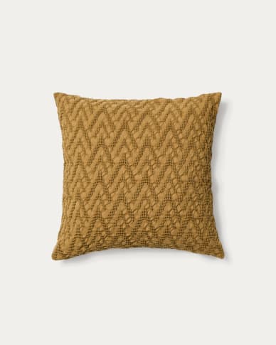 Evone cushion cover 100% cotton with waffle texture mustard 50 x 50 cm