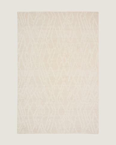 Selira beige wool rug with embroidered effect 300 x 200cm
