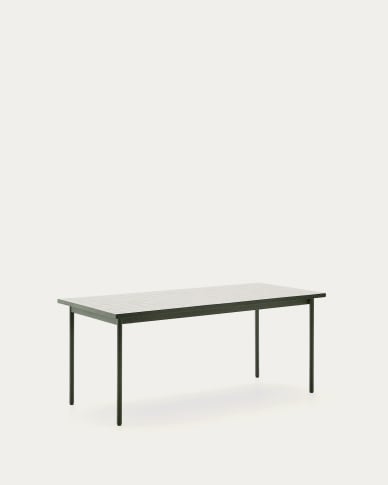 Τραπέζι outdoor Maurina από πράσινο γαλβανισμένο ατσάλι και πλακάκια σε εκρού χρώμα 182 x 91 εκ.