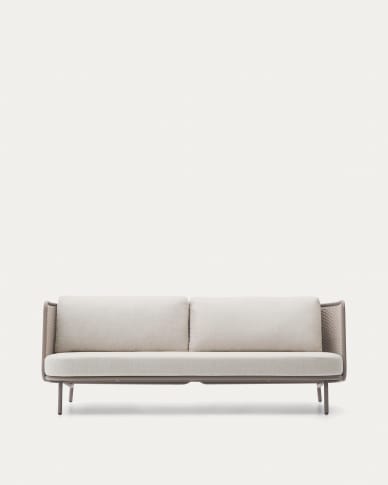 Sedalis outdoor 3-seater sofa in aluminium and taupe rope cord 210cm