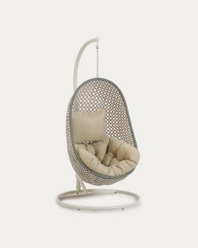 Hanging armchair with light grey Cira multicolour base