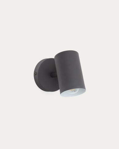 Manie metal wall-mounted light fixture with black cast-iron-effect finish