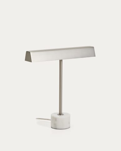 Lynor brushed metal table lamp with black marble base