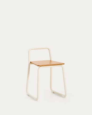 Tinn ash veneer chair with a beige metal structure