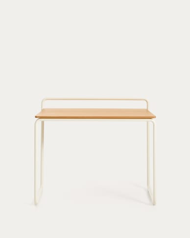 Tinn ash veneer desk with a beige metal structure, 82 x 45 cm