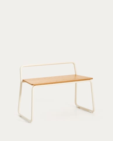 Tinn ash veneer bench with a beige metal structure, 75 cm