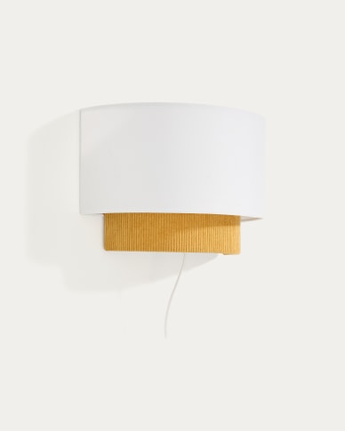 Bianella cotton and mustard corduroy wall light Ø 40cm