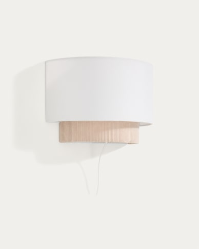 Bianella cotton and beige corduroy wall light Ø 40cm