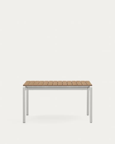 Canyelles outdoor extendable table in polywood and aluminium in light grey 140 (200) x 90cm