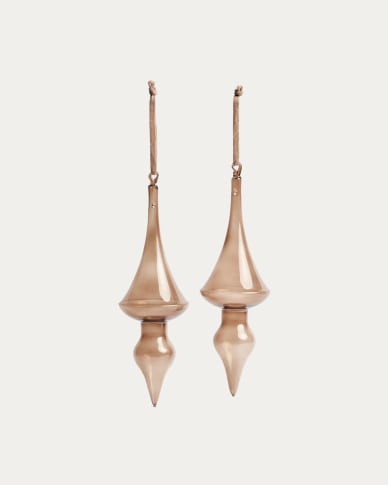 Σετ 2 κρεμαστών στολιδιών Talnea από ανακυκλωμένο καφέ γυαλί 29,5 cm