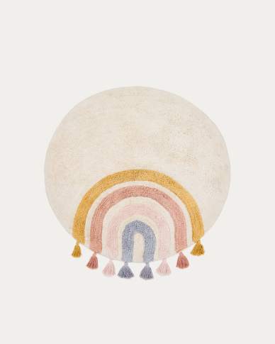 Tadea Round Rug cotton multicolor rainbow Ø 100 cm