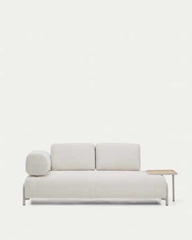 Compo 2-seater sofa in ecru chenille, large oak veneer tray table and beige metal frame 200 cm FSC Mix Credit