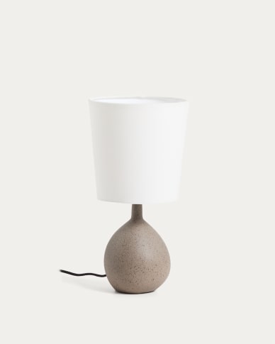 Candeeiro de mesa grande Viona com efeito de pedra texturado e abajur de algodão
