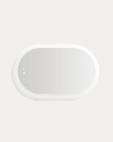Mervi oval bathroom mirror with LED light and anti-fog 80 x 50cm