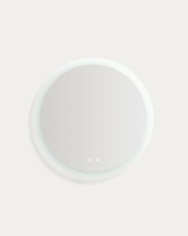 Mervi round bathroom mirror with LED light and anti-fog Ø 60cm