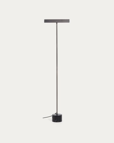 Lynor brushed metal floor lamp with black marble base