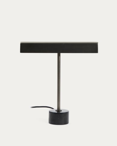 Candeeiro de mesa Lynor de metal escovado com base de mármore preto