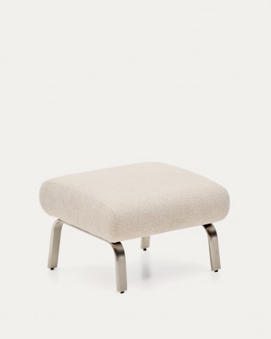 Amsen beige footrest with brushed stainless steel legs 68 x 55 cm