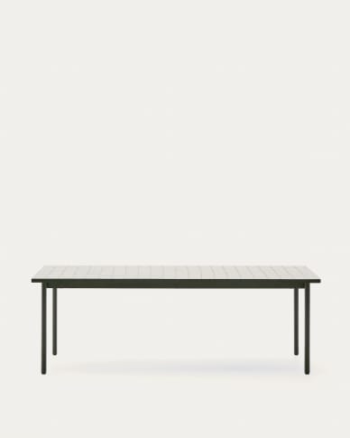 Maurina outdoor table in green galvanised steel with ecru-colored tiles 223 x 101cm