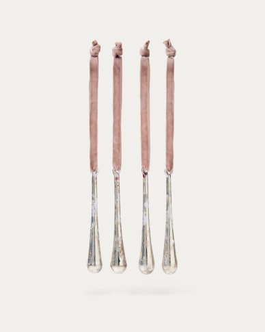 Σετ 4 κρεμαστών διακοσμητικών Alsenia από ανακυκλωμένο γυαλί σε ασημί χρώμα 10,5 cm