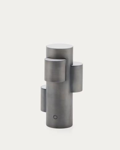 Φορητό επιτραπέζιο φωτιστικό LED Adrina σε σκούρο γκρι μέταλλο με βουρτσισμένο φινίρισμα