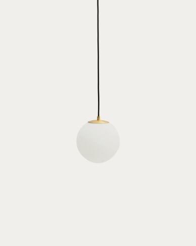 Brisia metal ceiling lamp with brushed brass finish and 1 frosted glass ball Ø15cm