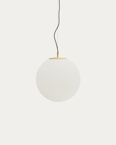 Brisia metal ceiling lamp with brushed brass finish and 1 frosted glass ball Ø50cm