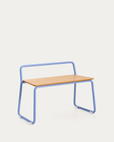 Tinn ash veneer bench with a blue metal structure, 75 cm