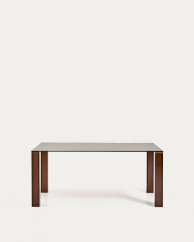 Adularia table in brown tempered glass 160 x 90cm
