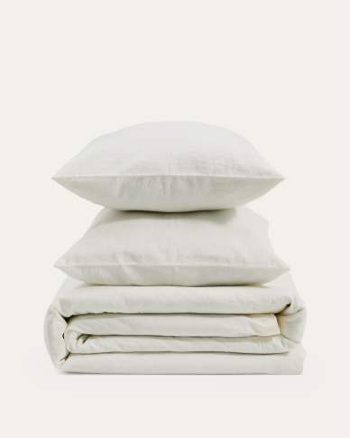 Simmel duvet cover and pillowcase set in ecru cotton and linen for 150cm bed