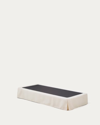 Jaira bed base with removable cover in white chenille for 90 x 200cm mattress