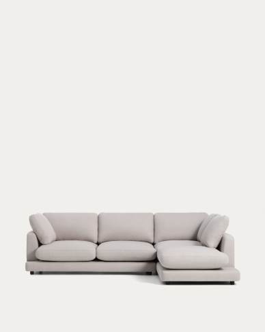 Gala 4-seater grey micro bouclé sofa with right-hand chaise longue FSC Mix Credit 300 cm