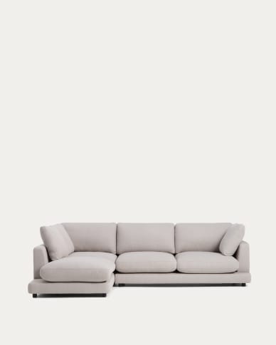 Gala 4-seater grey micro bouclé sofa with left-hand chaise longue FSC Mix Credit 300 cm