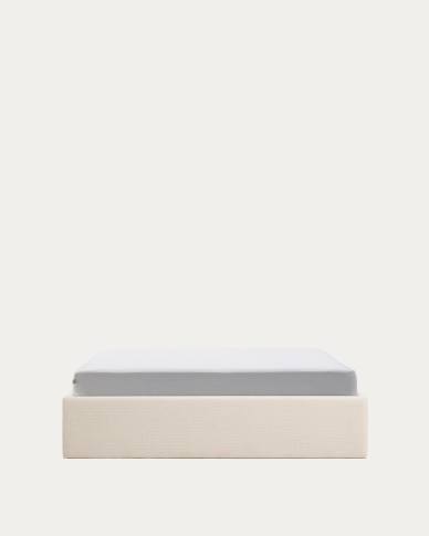 Nelzi ecru chenille ottoman bed base with removable cover for 150 x 200cm mattress FSC 100%