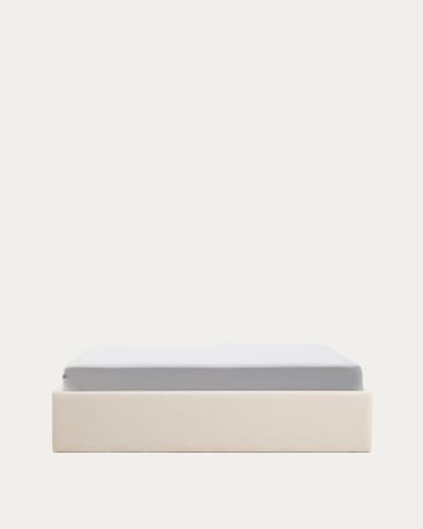 Nelzi ecru chenille ottoman bed base with removable cover for 160 x 200cm mattress FSC 100%