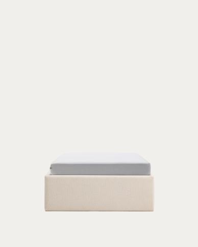 Nelzi ecru chenille ottoman bed base with removable cover for 90 x 200cm mattress FSC 100%