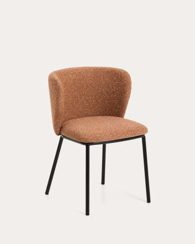 Καρέκλα Ciselia από χοντρό τερακότα chenille και πόδια από ατσάλι με μαύρο φινίρισμα FSC Mix Credit