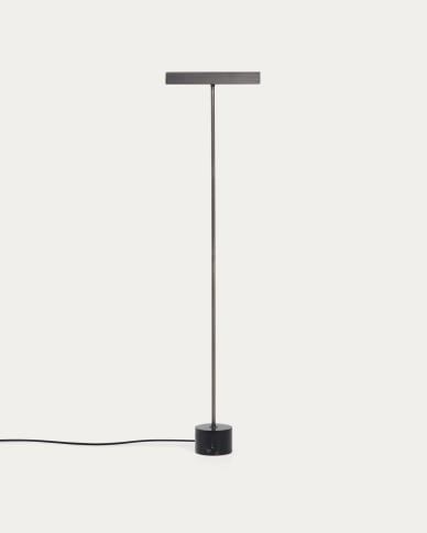 Lynor brushed steel floor lamp with black marble base