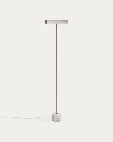 Lynor brushed steel floor lamp with white marble base