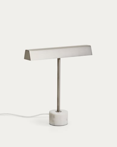 Lynor brushed metal table lamp with white marble base