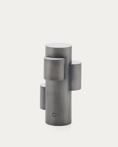 Φορητό επιτραπέζιο φωτιστικό LED Adrina σε σκούρο γκρι μέταλλο με βουρτσισμένο φινίρισμα