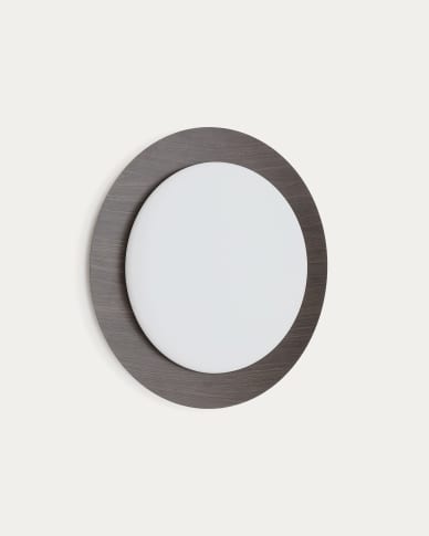 Πλαφονιέρα Novae από βουρτσισμένο ατσάλι με εφέ σκούρου ξύλου και φιμέ γυαλί Ø 40 εκ