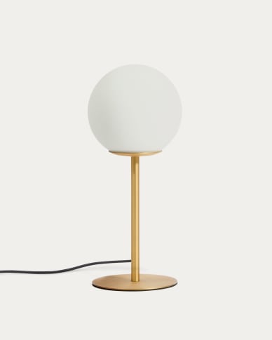 Brisia metal table lamp with brushed brass finish and 1 frosted glass ball Ø15cm