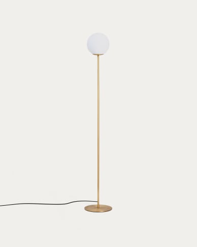 Brisia metal floor lamp with brushed brass finish and 1 frosted glass ball Ø25cm