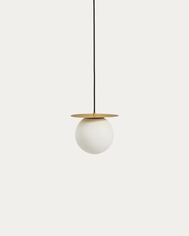 Brisia metal ceiling lamp with brushed brass finish and 1 frosted glass ball Ø20cm