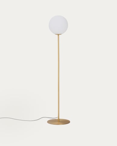 Brisia metal floor lamp with brushed brass finish and 1 frosted glass ball Ø30cm