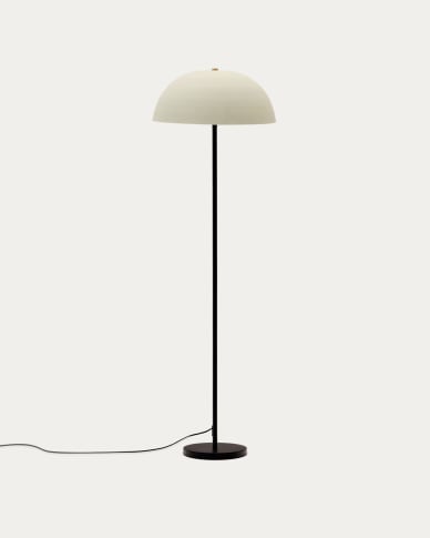 Nibla black metal floor lamp with white clay-effect shade and UK adaptor
