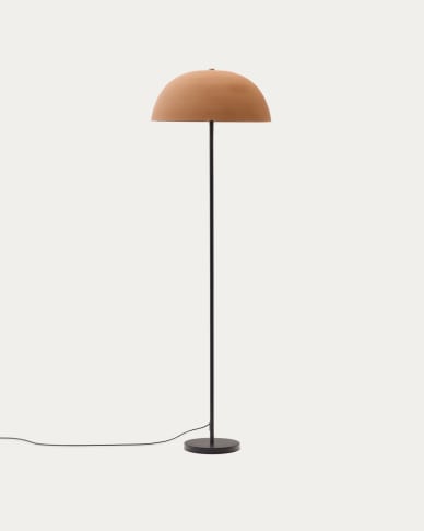 Nibla black metal floor lamp with terracotta effect shade